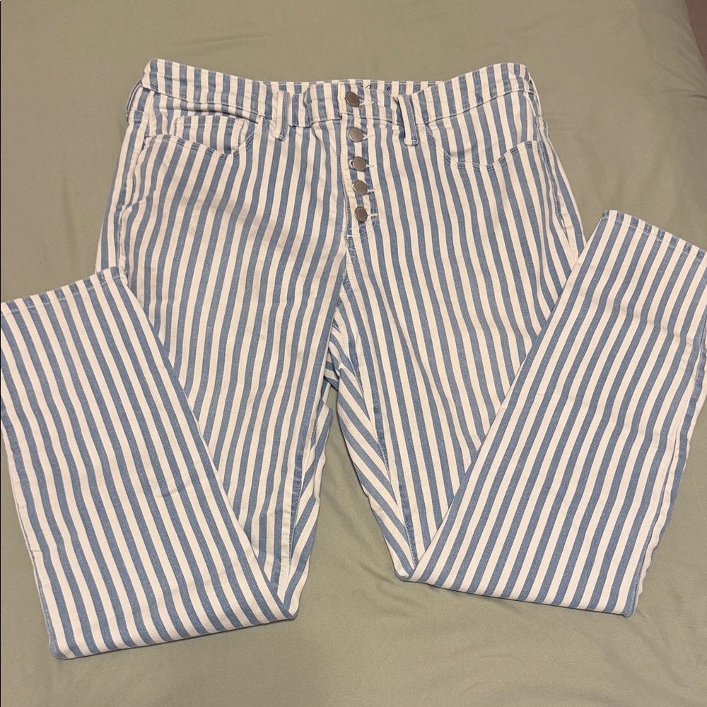 Universal Thread Blue and White Striped Straight Leg Jeans